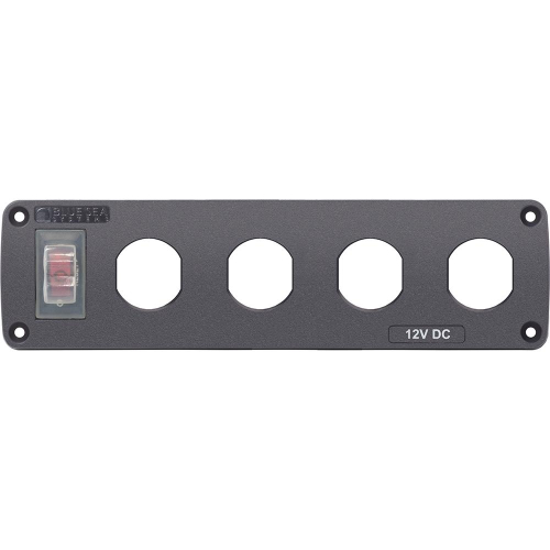 Blue Sea Systems - Blue Sea Water Resistant USB Accessory Panel - 15A Circuit Breaker, 4x Blank Apertures