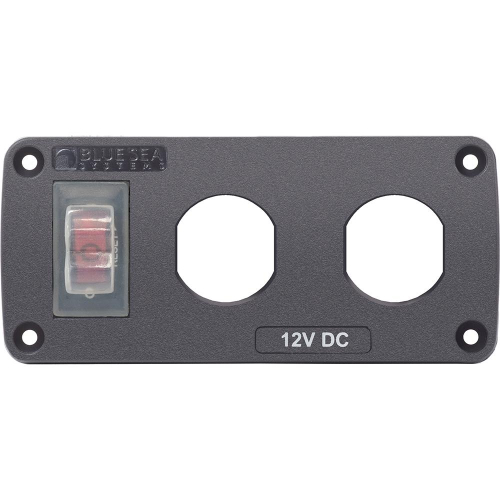 Blue Sea Systems - Blue Sea 4364 Water Resistant USB Accessory Panel - 15A Circuit Breaker, 2x Blank Apertures