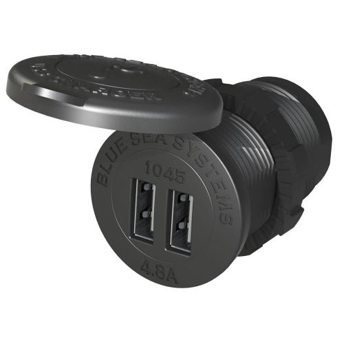 Blue Sea Systems - Blue Sea 1045 12/24V Dual USB Charger - 1-1/8" Socket Mount