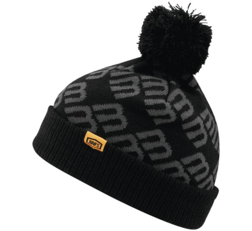 100% - 100% BB33 Cuff Beanie with Pom Pom - BB-20124-376-01 - Black/Charcoal - OSFM