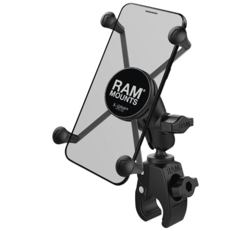 RAM Mounts - RAM Mounts Handlebar Rail Mount with U-Bolt Base and Universal X-Grip Short Phone Holder - RAM-B-400-A-HOL-UN10BU