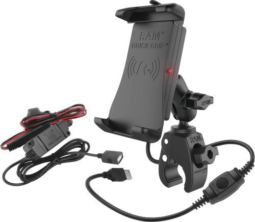 RAM Mounts - RAM Mounts Quick-grip Waterproof Wireless Charger Tough-Claw Mount Kit - RAM-B-400-A-UN14W-V7M