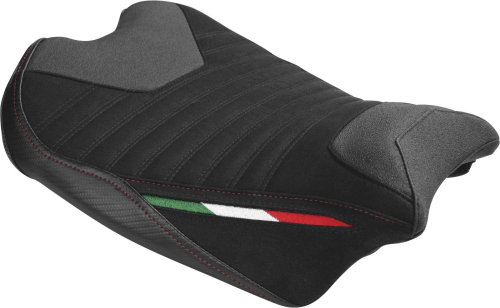 Luimoto - Luimoto Corsa Edition Rider Seat Covers - Suede Black/CF Black/Italian Flag - 1452101