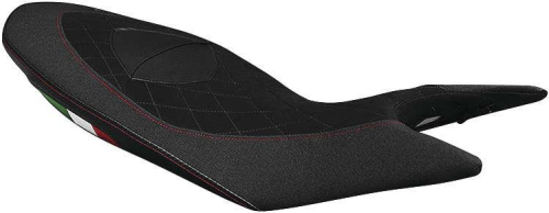 Luimoto - Luimoto Diamond Edition Rider Seat Covers - CF Black/Black Suede/Italian Flag - 1242102