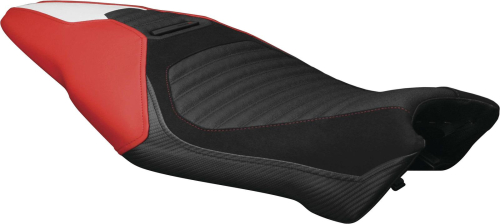 Luimoto - Luimoto Corsa Edition Rider Seat Covers - Suede Black/CF Red/White - 1381101