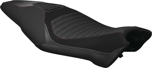 Luimoto - Luimoto Corsa Edition Rider Seat Covers - Suede Black/CF Black/Perforated Black - 1381102