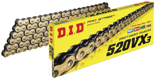 D.I.D - D.I.D 520 VX3 Pro-Street X-Ring V Series Chain - 112 Links - Gold-Black - 520VX3G X 112FB