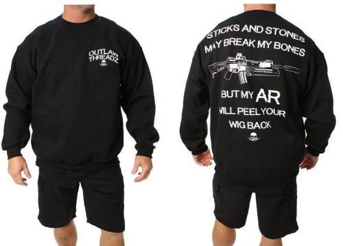 Outlaw Threadz - Outlaw Threadz Sticks and Stones Sweatshirt - MC18-3XL - Black - 3XL