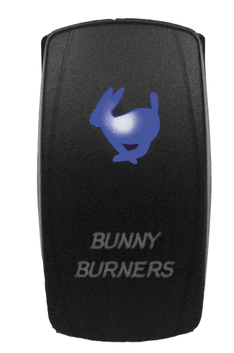 Dragonfire Racing - Dragonfire Racing Laser Etch Dual LED Switch - Bunny Burner On/Off - Blue - 04-0068