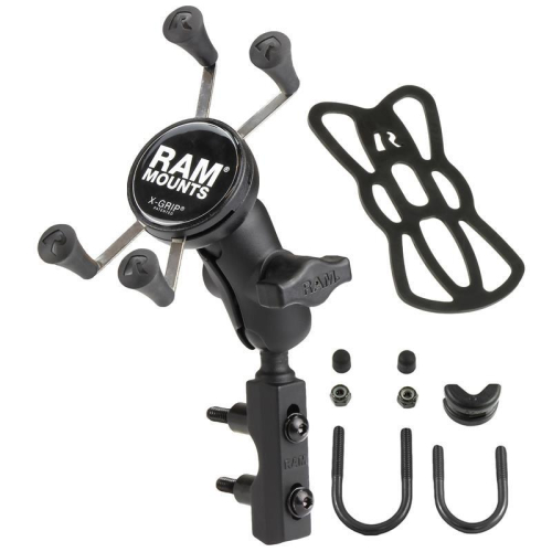 RAM Mounts - RAM Mounts RAM Combination Brake/Clutch Reservoir U-Bolt Mount w/Short Arm & Universal XGrip Cell/iPhone Cradle - RAM-B-174-A-UN7