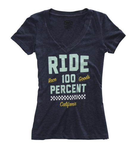 100% - 100% Tracker Womens V-Neck T-Shirt - 28002-090-12 - Navy Heather - Large