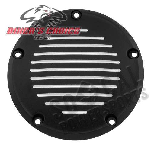 Bikers Choice - Bikers Choice Domed Derby Cover - Grooved Black - 302823