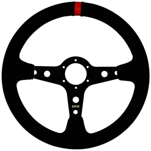 Dragonfire Racing - Dragonfire Racing Round Steering Wheel (6-Bolt) with No Offset - Suede/Black - 04-0002