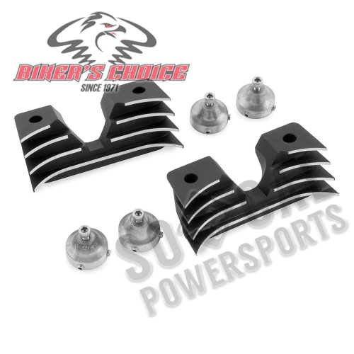 Bikers Choice - Bikers Choice Head Bolt Covers - Finned Black - 19-001D4