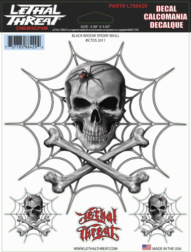 Lethal Threat - Lethal Threat Black Widow Spider Skull Decal - LT88429