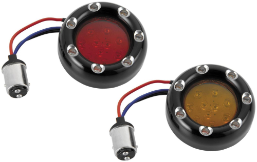 Arlen Ness - Arlen Ness LED Fire Ring Kit - Red Lens - Black Trim - Red LED - Single Filament - 1156 Style - 12-746