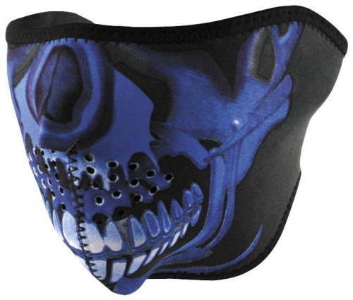 Zan Headgear - Zan Headgear Half Face Mask - WNFM0024H - Blue Chrome Skull - OSFM