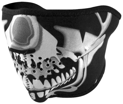 Zan Headgear - Zan Headgear Half Face Mask - WNFM0023H - Chrome Skull - OSFM