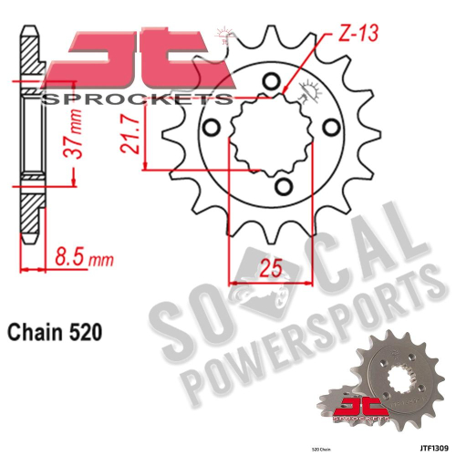 JT Sprockets - JT Sprockets Steel Front Sprocket - 13T - JTF1309.13  13T