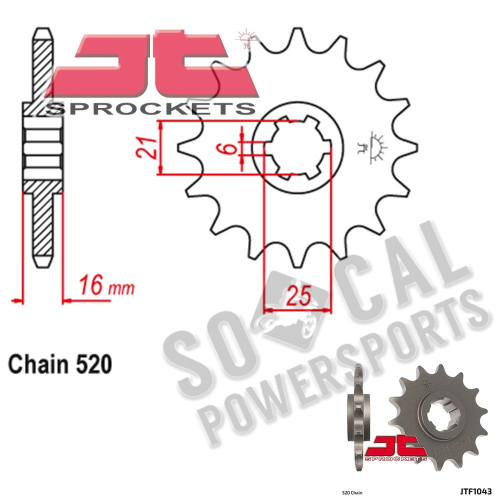 JT Sprockets - JT Sprockets Steel Front Sprocket - 14T - JTF1043.14  14T