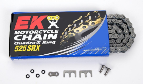 EK Chain - EK Chain 525 SRX Sport Quadra X-Ring Chain - 108 Links - Natural - 702-525SRX-108