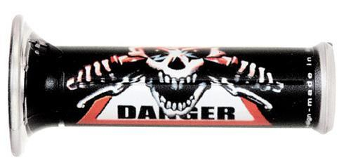 Harris Grips - Harris Grips Sport Bike Grips - Black - Skull Danger - 01684/FDNG