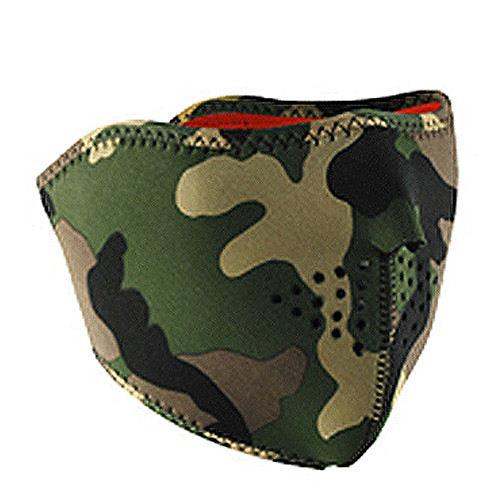 Zan Headgear - Zan Headgear Half Face Mask - WNFM118HHV - Woodland Camo Reversible/Hi-Vis Orange - OSFM