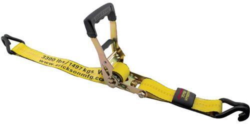 Erickson - Erickson Deluxe Rubber Handle Ratcheting Tie-Downs - 2in. x 27ft. - Yellow - 69627