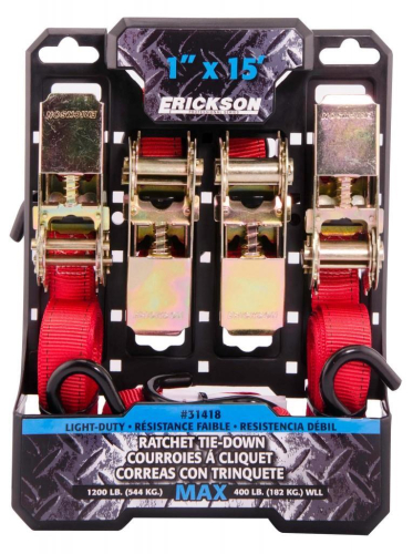 Erickson - Erickson 1in. x 15ft. Double Gear Ratchet - Red - 31418