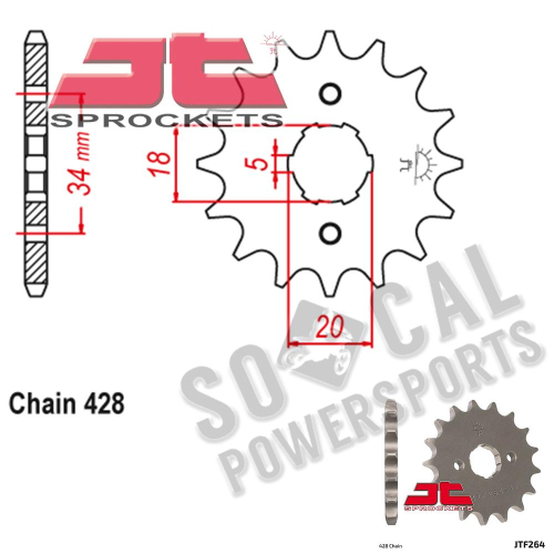 JT Sprockets - JT Sprockets Steel Front Sprocket - 17T - JTF264.17