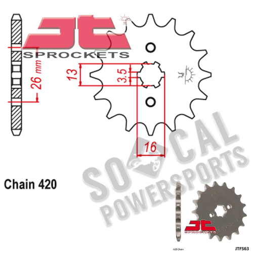 JT Sprockets - JT Sprockets Steel Front Sprocket - 16T - JTF563.16