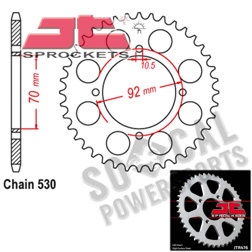 JT Sprockets - JT Sprockets Steel Rear Sprocket - 40T - JTR476.40