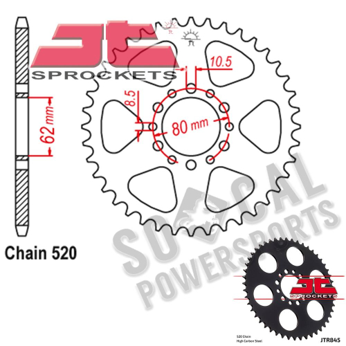 JT Sprockets - JT Sprockets Steel Rear Sprocket - 45T - JTR845.45