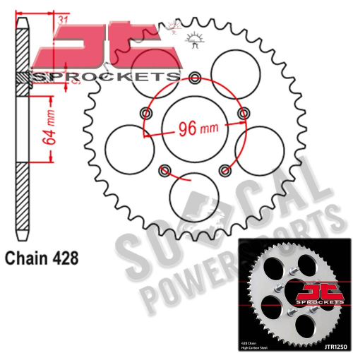 JT Sprockets - JT Sprockets Steel Rear Sprocket - 56T - JTR1250.56