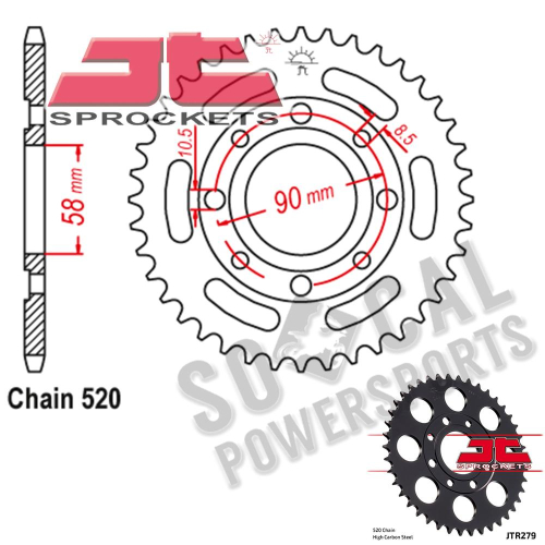 JT Sprockets - JT Sprockets Steel Rear Sprocket - 38T - JTR279.38