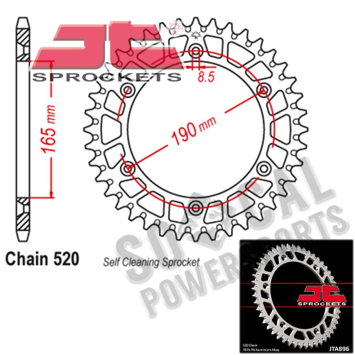 JT Sprockets - JT Sprockets Aluminum Rear Sprocket - 52T - JTA896.52