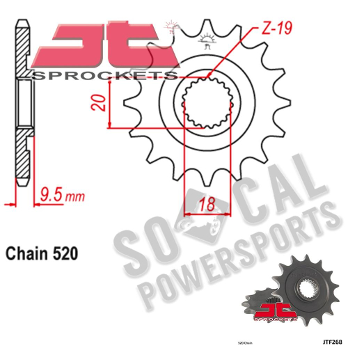 JT Sprockets - JT Sprockets Steel Front Sprocket - 12T - JTF268.12