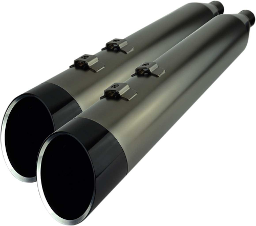 Khrome Werks - Khrome Werks 4.50in. HP-Plus Slip-On Muffler - Smoked Chrome with Black Edge Billet End Caps - 202655