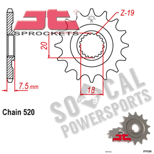 JT Sprockets - JT Sprockets Steel Front Sprocket - 13T - JTF326.13