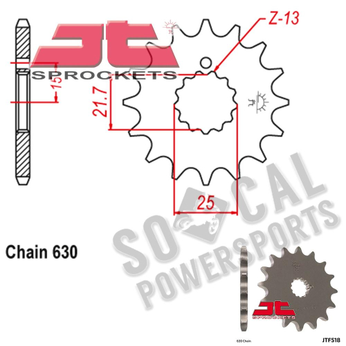 JT Sprockets - JT Sprockets Steel Front Sprocket - 13T - JTF518.13