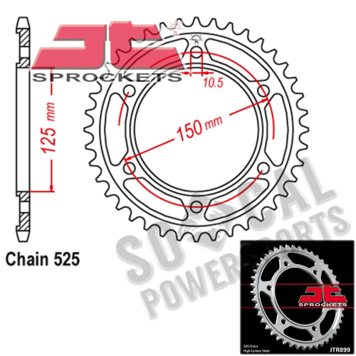 JT Sprockets - JT Sprockets Steel Rear Sprocket - 42T - JTR899.42