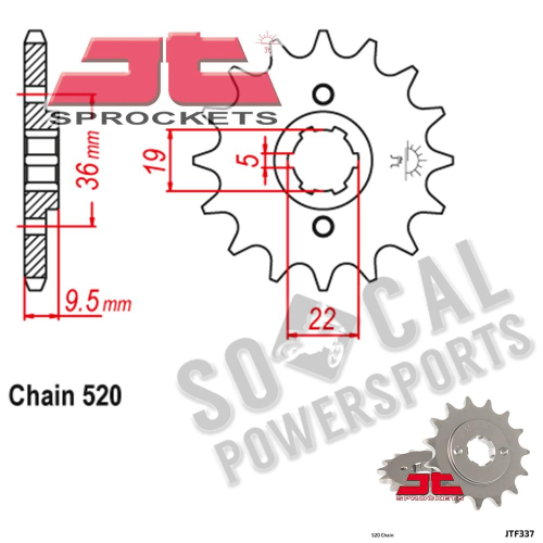 JT Sprockets - JT Sprockets Steel Front Sprocket - 13T - JTF337.13