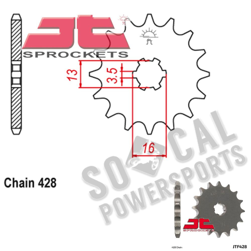 JT Sprockets - JT Sprockets Steel Front Sprocket - 13T - JTF428.13