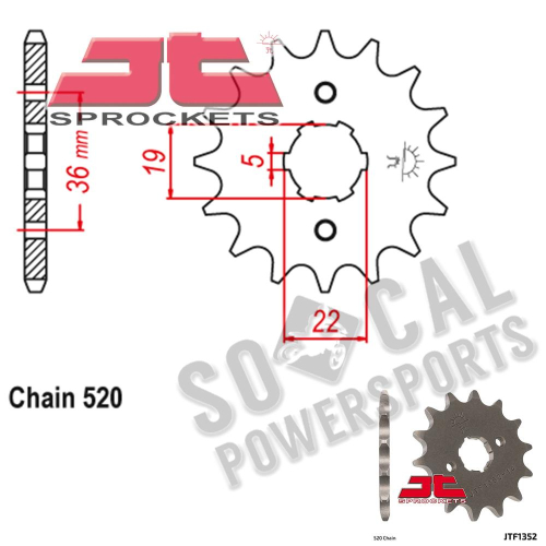 JT Sprockets - JT Sprockets Steel Front Sprocket - 14T - JTF1352.14