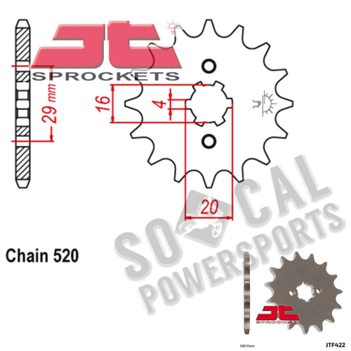 JT Sprockets - JT Sprockets Steel Front Sprocket - 13T - JTF422.13