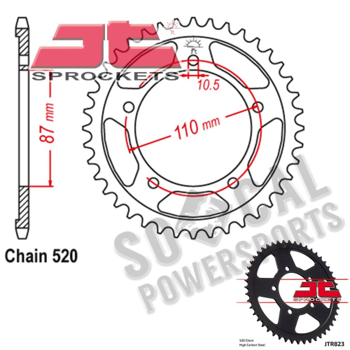 JT Sprockets - JT Sprockets Steel Rear Sprocket - 45T - JTR823.45