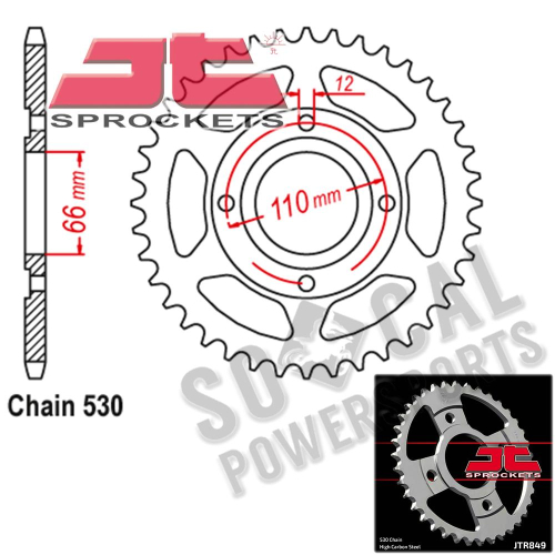 JT Sprockets - JT Sprockets Steel Rear Sprocket - 38T - JTR849.38