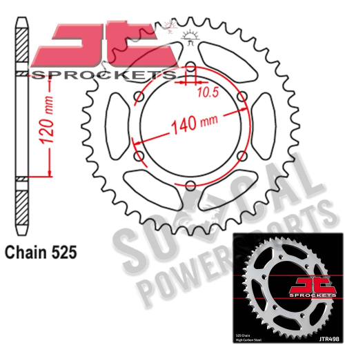 JT Sprockets - JT Sprockets Steel Rear Sprocket - 38T - JTR498.38