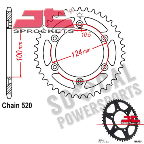 JT Sprockets - JT Sprockets Steel Rear Sprocket - 38T - JTR735.38