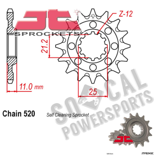 JT Sprockets - JT Sprockets Steel Front Sprocket - 13T - JTF824.13